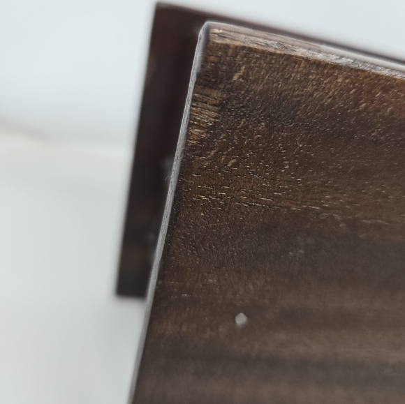 Vtg Handcrafted Wooden Box Featuring Inlaid Design 1990-1940 India Diamond Metal - Picture 10 of 15